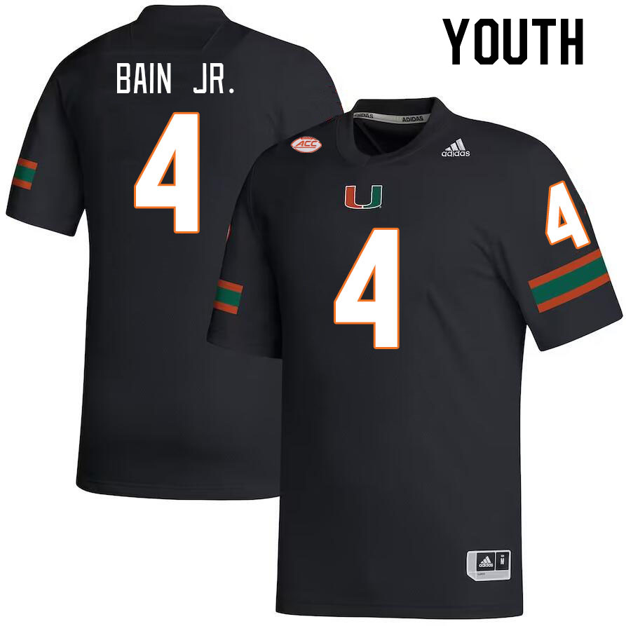 Youth #4 Rueben Bain Jr. Miami Hurricanes College Football Jerseys Stitched-Black